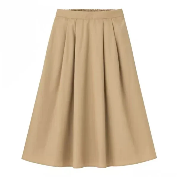 Spring Autumn High Waist Cotton Linen Skirt Women Office Wear - Image 3