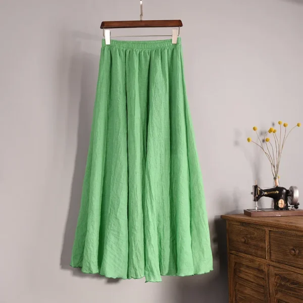 Women's High Waist Linen Pleated Skirt Casual Summer 2025 Fashion - Image 6