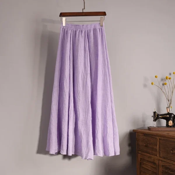 Women's High Waist Linen Pleated Skirt Casual Summer 2025 Fashion - Image 4