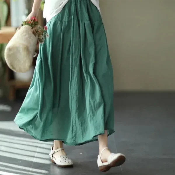 2025 Retro Cotton Linen Skirt Double-Layer Loose Long Casual Skirt - Image 2