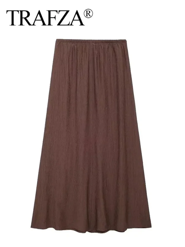 Women Casual Loose Midi Skirt Drawstring Elegant Summer Fashion - Image 5