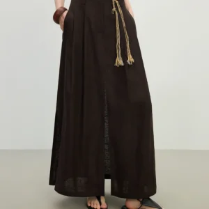 Summer Lyocell Linen Skirt Women Oversized Drape Lounge Style