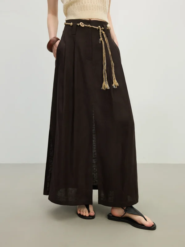 Summer Lyocell Linen Skirt Women Oversized Drape Lounge Style