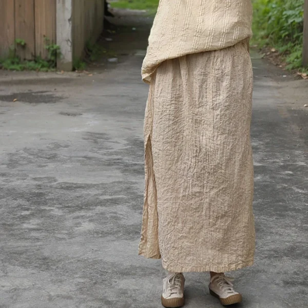 High Waist Cotton Linen Long Skirt For Women’s Casual Spring Wear - Image 2