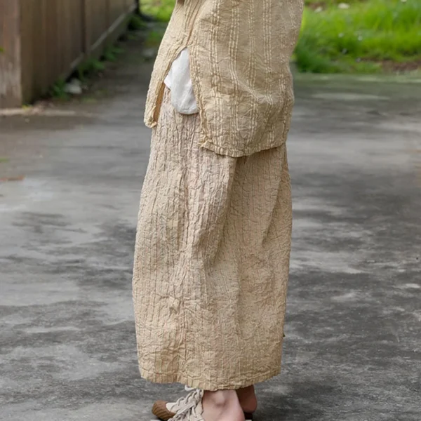High Waist Cotton Linen Long Skirt For Women’s Casual Spring Wear - Image 4