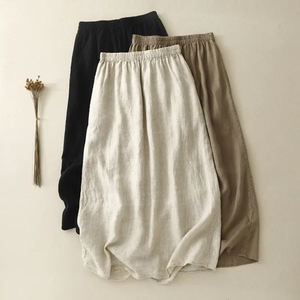 Solid Color Linen High Waist Bustier Skirt Women Summer Fashion