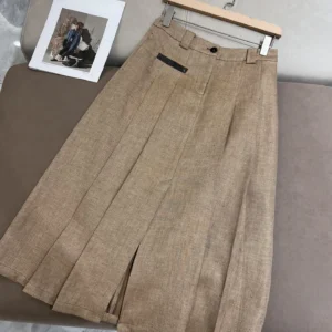 Women’s Summer Pleated Linen Skirt Casual Loose Lightweight Elegant