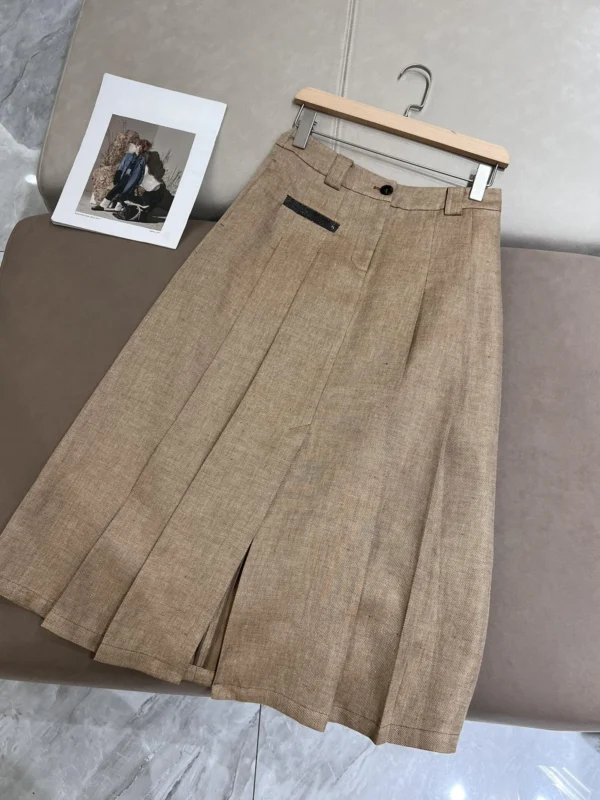 Women’s Summer Pleated Linen Skirt Casual Loose Lightweight Elegant