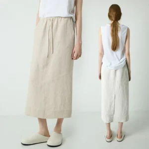 100% Linen Loose Skirt Women Summer High Waist Casual Streetwear