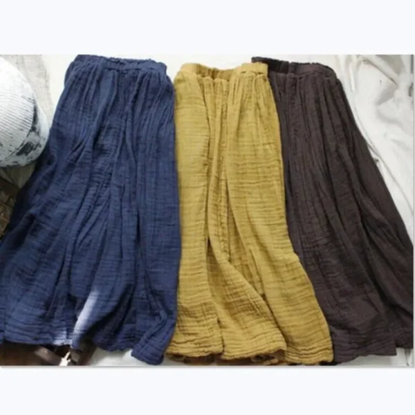 Vintage Cotton Linen Pleated Long Maxi Skirt Women Autumn 2025 - Image 4