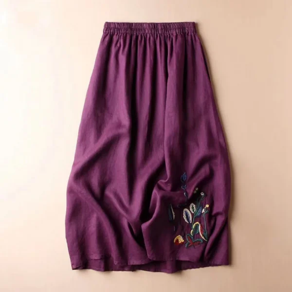 Elegant Cotton Linen Maxi Skirt Women Casual Loose Long Harajuku Style Outfit - Image 2