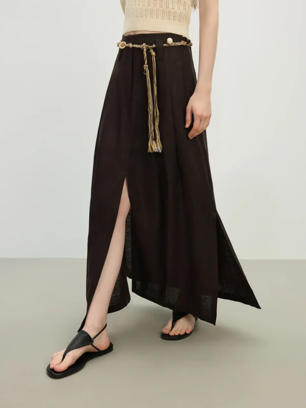 Summer Lyocell Linen Skirt Women Oversized Drape Lounge Style - Image 2