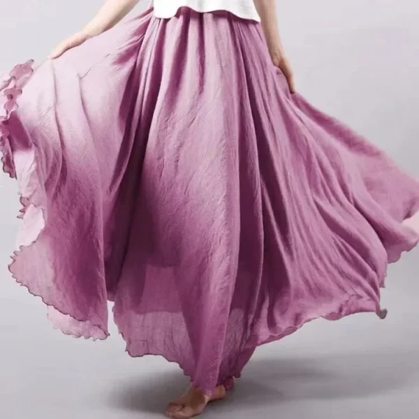 Elegant Cotton Linen Maxi Skirt Women Casual Loose Long Harajuku Style - Image 2