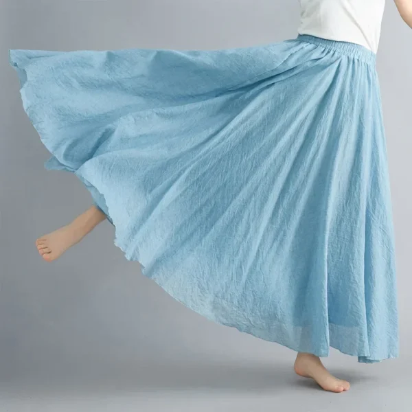 Elegant Cotton Linen Maxi Skirt Women Casual Loose Long Harajuku Style - Image 3