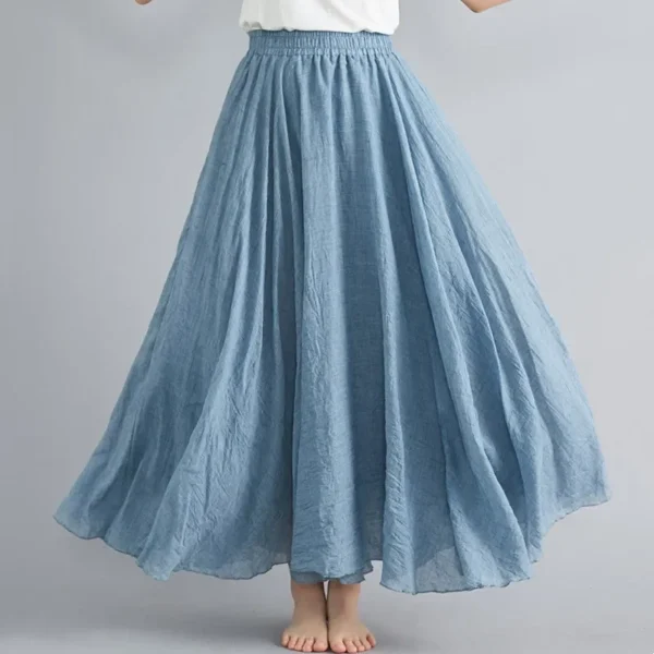 Cotton Linen Maxi Long Skirt For Women’s Casual Elegant Boho Wear