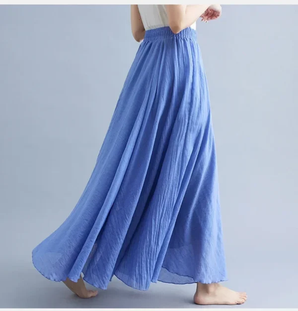 Elegant Cotton Linen Maxi Skirt Women Casual Loose Long Harajuku Style - Image 6