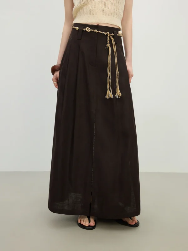 Summer Lyocell Linen Skirt Women Oversized Drape Lounge Style - Image 4