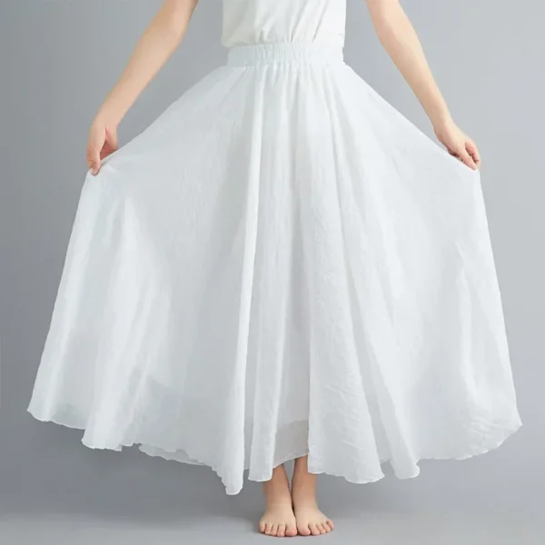 Cotton Linen Maxi Long Skirt For Women’s Casual Elegant Boho Wear - Image 5