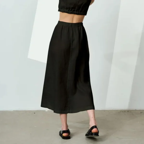 Summer Linen Cotton Skirt High Waist Side Split Casual Mid-Length Style - Image 6