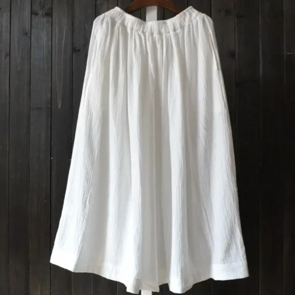 Vintage Cotton Linen Pleated Long Maxi Skirt Women Autumn 2025 - Image 5