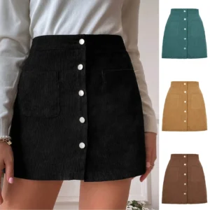 Sequined High Waist Corduroy Ruched Ruffle Zipper Mini Skirt