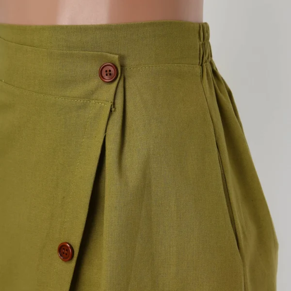 Cotton Linen Women’s Casual Medium Length Buttoned Elegant Skirt - Image 3