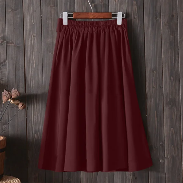 Korean Style High Waist Bow Lace-Up Long Knee Skirts Women - Image 4