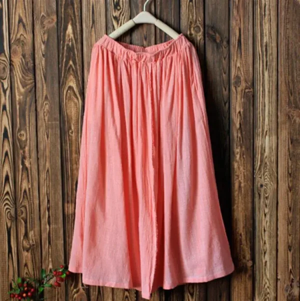 Vintage Cotton Linen Pleated Long Maxi Skirt Women Autumn 2025 - Image 6