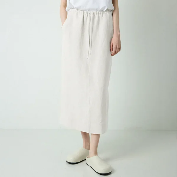 100% Linen Loose Skirt Women Summer High Waist Casual Streetwear - Image 3