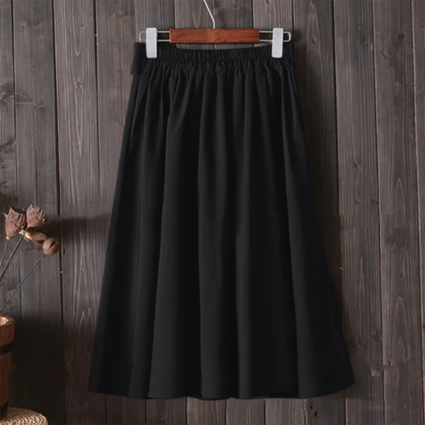 Korean Style High Waist Bow Lace-Up Long Knee Skirts Women - Image 3