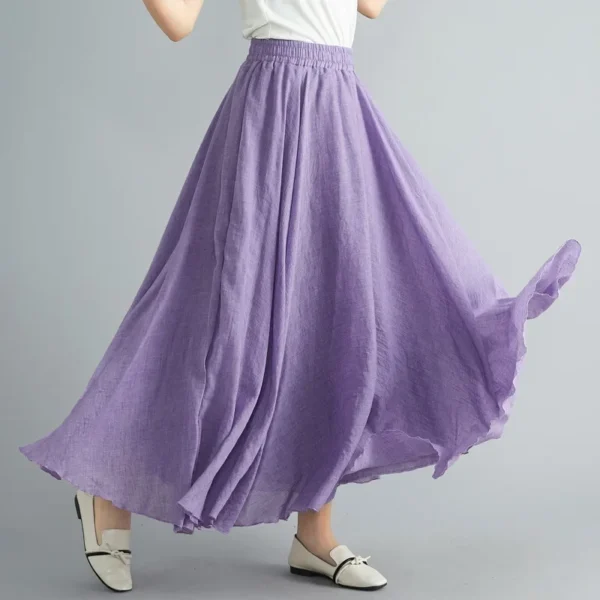 Elegant Cotton Linen Maxi Skirt Women Casual Loose Long Harajuku Style - Image 4