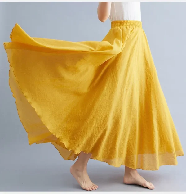 Cotton Linen Maxi Long Skirt For Women’s Casual Elegant Boho Wear - Image 4